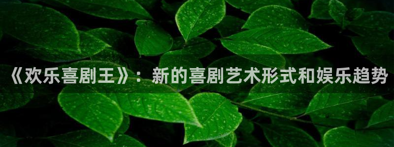 先锋娱乐平台：《欢乐喜剧王》：新的喜剧艺术形式和娱乐趋势
